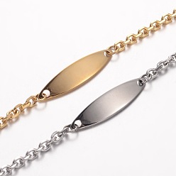 Couleur Mélangete 304 bracelets d'identification en acier inoxydable, oeil de cheval, avec des chaînes du câble et mousquetons, facette, couleur mixte, 7-1/4 pouces (185 mm), 2.7mm