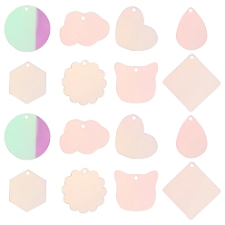 (52) Непрозрачная лаванда 40 шт. 8 стили акриловые лазерные подвески, акриловый диск, аксессуары для ключей в форме диска своими руками, разноцветные, 33~65.5x34~65.5x1.5 мм, отверстие : 3 мм, 5 шт / стиль