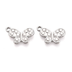 Нержавеющая Сталь Цвет 304 из нержавеющей стали бабочки подвески, цвет нержавеющей стали, 13x19x2 мм, отверстие : 2 мм