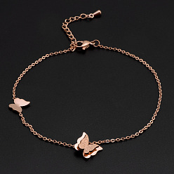 Бабочка Браслеты из нержавеющей стали с подвесками, украшения для женщин, золотые, бабочка, 7-7/8 дюйм (200 мм)