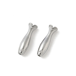 Нержавеющая Сталь Цвет 304 из нержавеющей стали бусы, рыба, анти-тускнение, цвет нержавеющей стали, 14x4x4 мм, отверстие : 0.9 мм