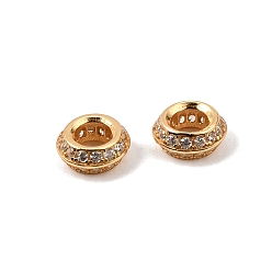 Real 18K Gold Plated 925 Sterling Silver Micro Pave Clear Cubic Zirconia Spacer Beads, Rack Plating, Long-Lasting Plated, Rondelle, Real 18K Gold Plated, 5.5~6x2.5mm, Hole: 2.5~3mm