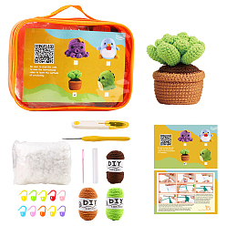 Разноцветный Наборы для вязания растений своими руками, включая полиэфирную пряжу, волокнистый наполнитель, игла для вязания крючком, пряжа игла, опорный провод, маркер стежка, красочный, 130x180x65 мм