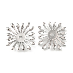 Нержавеющая Сталь Цвет 304 из нержавеющей стали шарик крышки, цветок, цвет нержавеющей стали, 21.5x21.5x2.5 мм, отверстие : 2 мм