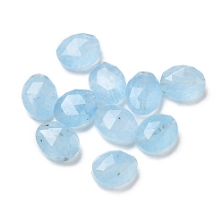 Светло-Голубой Крашеные натуральный белый нефрит бисер, граненые, овальные, Небесно-голубой, 9.5~10x8x4.5 мм, отверстие : 1 мм