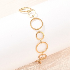 Золотой 304 женские браслеты-цепочки со звеньями из нержавеющей стали, кольцо, ионное покрытие (ip), золотые, 7-1/8 дюйм (18.2 см)