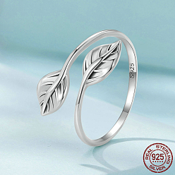 Платина Кольца-манжеты из стерлингового серебра с родиевым покрытием для женщин, платина, размер США 925 (8 мм)