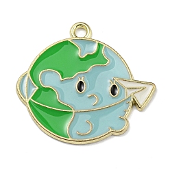 Airplane Подвески из сплава эмали, золотые, очарование земли, самолет, 23.5x26x1 мм, отверстие : 1.8 мм