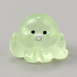 Бледно-Зеленый Светящиеся прозрачные смоляные украшения в виде осьминога, светящиеся в темноте, микро пейзаж украшение аквариума, бледно-зеленый, 14.5x19.5x14.5 мм