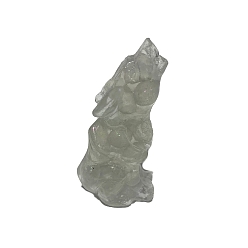 Gemstone Украшение для дисплея волка из смолы, с кусочками натуральных драгоценных камней внутри для украшения стола домашнего офиса, 15x25x50 мм