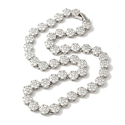 Прозрачный Ожерелья с цветочным звеном из латуни и циркония для женщин, без кадмия и без свинца, долговечный, платина, прозрачные, 16.26 дюйм (41.3 см)