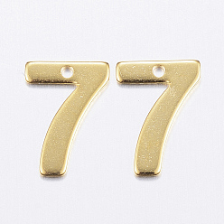 Number 201 прелести нержавеющей стали, число, кол. 7, золотые, 11x8x0.8 мм, отверстие : 1 мм