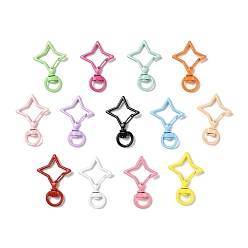 Mixed Color Spray Painted Alloy Swivel Clasps, Star, Mixed Color, 39x26x3mm, Hole: 6x9.5mm