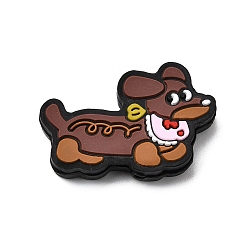 Шоколадный Силиконовые бусины, фокусные бусы, собака, цвет шоколада, 17~18x30x7 мм, отверстие : 3 мм