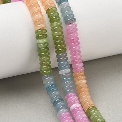 Color mezclado Teñidos naturales blancas perlas de jade hebras, rondelle lisa, color mezclado, 6.5x2 mm, agujero: 1.1 mm, sobre 167 unidades / cadena, 14.76'' (37.5 cm)