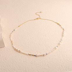 Кремово-белый Натуральные пресноводные жемчужные самородки и стеклянные бусины для женщин, золотые, кремово-белые, 15.75 дюйм (40 см)