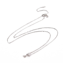 Platinum Rhodium Plated 925 Sterling Silver Cable Chains Necklace Making, with Ice Pick Pinch Bails, Platinum, 17.72 inch(45cm)