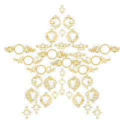Golden 36Pcs 9 Styles Zinc Alloy Kitten Open Back Bezel Links, for DIY UV Resin, Epoxy Resin, Pressed Flower Jewelry, Cat with Moon & Star, Golden, 4pcs/style