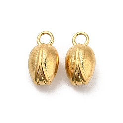 Настоящее золото 18K 304 прелести нержавеющей стали, очарование цветочного бутона, реальный 18 k позолоченный, 5x10 мм, отверстие : 1.8 мм