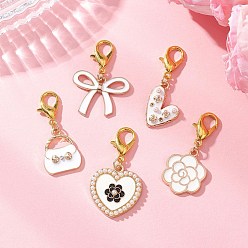 Белый Подвески из сплава с эмалью, с цинковым сплавом застежками омаров коготь, разнообразные, белые, 33.5~40 мм, 5 шт / комплект