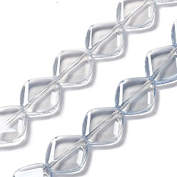 Светлый Стально-синий Стеклянные бусины с гальваническим покрытием , гальваническое покрытие, ромб, светло-стальной синий, 18x15.5x5 мм, отверстие : 1.2 мм, около 35~37 шт / нитка, 24.80~25.98 дюйм (63~66 см)