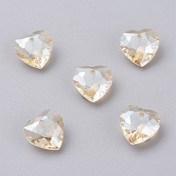 Golden shadow Glasrhinestoneanhänger, facettiert, Herz, golden shadow, 10.5x10.5x4.5 mm, Bohrung: 1.5 mm