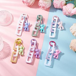 (52) Непрозрачная лаванда 6 шт. непрозрачные акриловые подвесные украшения в виде медведя, с литыми пружинными кольцами, разноцветные, 116.5 мм