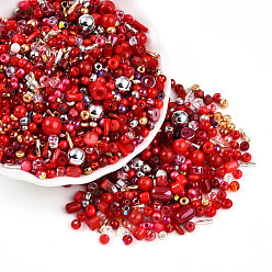 Малиновый Бисер из стекла , разнообразные, разнообразные, малиновый, 2.5~12.5x2~8x2~8 мм, отверстие : 0.7~1.5 мм, Около 2045~3215 шт / фунт