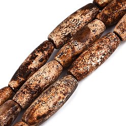 Barrel Нити из натуральных бусин агата, выращенного на коре деревьев, геометрические бусины, баррель, 35~42x11~15 мм, отверстие : 2.5 мм, около 10 шт / нитка, 15.35~15.55 дюйм (39~39.5 см)