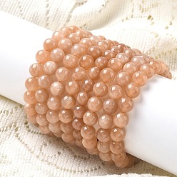 Солнечный Камень Браслеты из натуральных бусин солнечного камня для мужчин и женщин, круглые, внутренний диаметр: 2-1/8 дюйм (5.5 см), бусина : 8 mm