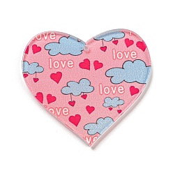 Бледно-Розовый Акриловые подвески на день святого валентина, сердце, розовый жемчуг, 37x39.5x2.5 мм, отверстие : 1.6 мм