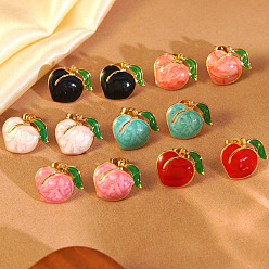 Мокасин 304 серьги-гвоздики из нержавеющей стали с эмалированным покрытием в виде персика, золотые, мокасин, 16x15 мм