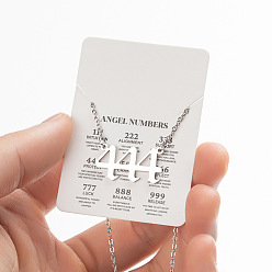 Number 201 Женские подвески в виде ангельских чисел из нержавеющей стали, цвет нержавеющей стали, число 444, 17.72 дюйм (45 см)