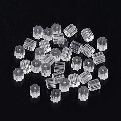 Clear Plastic Ear Nuts, Earring Backs, Polygon, Clear, 3x2.5mm, Hole: 0.5mm, about 8300~8500pcs/bag