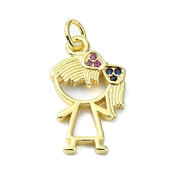 Настоящее золото 18K Латунные микро-паве красочные кубические циркониевые подвески, без кадмия, без никеля и без свинца, человек, реальный 18 k позолоченный, 19x11.5x2 мм