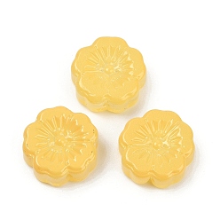 Желтый Прозрачные стеклянные бусины, цветы, спекающийся лак, желтые, 14x14.5x5.5~6 мм, отверстие : 1.2 мм