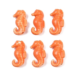 Оранжевый Фарфоровые бусины ручной работы, морской конек, яркие глазированный фарфор, оранжевые, 18~19x9.5~10x6 мм, отверстие : 2 мм