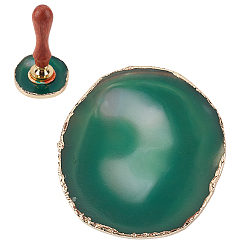 Green Natural Agate Wax Seal Mats, for Wax Seal Stamp, Wedding Invitations Making, Green, 6~8.5x6~8.5x0.6cm