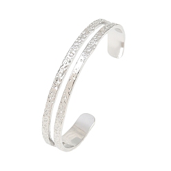 Нержавеющая Сталь Цвет Кованые 304 браслеты-манжеты из нержавеющей стали для женщин, цвет нержавеющей стали, внутренний диаметр: 2.32x2.05 дюйм (5.9x5.2 см)