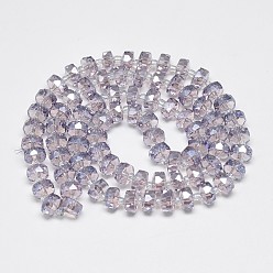 Thistle Electroplate Glass Beads Strands, Rainbow Plated, Faceted, Flat Round, Thistle, 5~6x4mm, Hole: 0.5mm, about 100pcs/strand, 23.62 inch