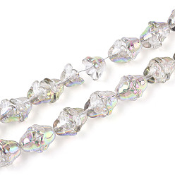 Гейнсборо Гальванизируйте прозрачное стекло бисер нитей, цветок, с покрытием AB цвета, светло-серые, 11~12x8 мм, отверстие : 1.2 мм, около 101~102 шт / нитка, 29.92 дюйм (76 см)
