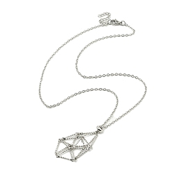 Нержавеющая Сталь Цвет Устойчивый к потускнению 304 нержавеющая сталь кабель цепь макраме мешочек пустой держатель камня для изготовления подвесок ожерелий, с застежкой в виде клешни лобстера и удлинителем цепи, цвет нержавеющей стали, 19-1/2 дюйм (49.5 см)