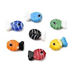 (52) Непрозрачная лаванда Бусины лэмпворк , рыба, разноцветные, 19.5~21x12.5~13x9~10 мм, отверстие : 1.4~1.6 мм