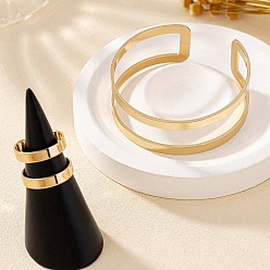 Золотой Двухслойные браслеты-манжеты и наборы колец-манжет из сплава, золотые, внутренний диаметр: 65 мм