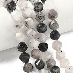 Кварц Турмалинизации  Натуральный турмалированный кварц / черный рутиловый кварц, граненые, твист, 10~10.5x9.5~10.5x9.5~10.5 мм, отверстие : 1 мм, около 38~40 шт / нитка, 14.96~15.35'' (38~39 см)