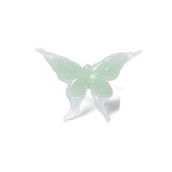 Темный Морско-зеленый Стеклянные кольца для пальцев, бабочка, темно-зеленый, Бабочка: 43x52 mm, внутренний диаметр: 17 мм