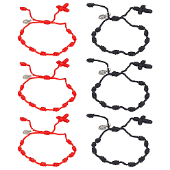 (52) Непрозрачная лаванда 6шт 2 цветной браслет с медалью святого Бенедикта из сплава с подвесками, перекрестные регулируемые браслеты, разноцветные, внутренний диаметр: 1-3/4~3 дюйм (4.3~7.7 см), 3 шт / цвет