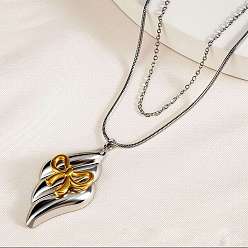 Золотой & Цвет Нержавеющей Стали 304 двухслойные ожерелья с подвеской в виде ромба из нержавеющей стали для женщин, золотые и нержавеющая сталь цвет, 13.78 дюйм (35 см)