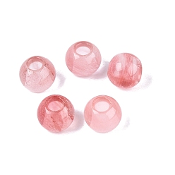 Вишневый Кварц Вишня кварцевое стекло европейский бисер, гладкий круглый, бусины с большим отверстием, 10x8.5 мм, отверстие : 4 мм