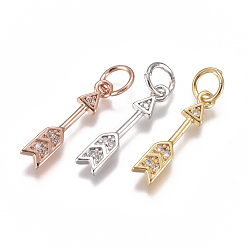 (52) Непрозрачная лаванда Латунные микро проложить кубического циркония подвески, с целью перехода в кольце, долговечный, стрелка, прозрачные, разноцветные, 17x3x1 мм, отверстие : 3 мм
